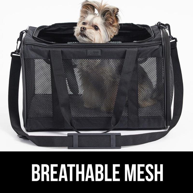 Gorilla Grip Airline Travel Pet Carrier Bag up to 15 Lbs, Breathable Mesh Collapsible Pet Carriers for Small, Medium Cats, Small Dogs, Puppies, Portable Kennel with Soft Washable Waterproof Pad