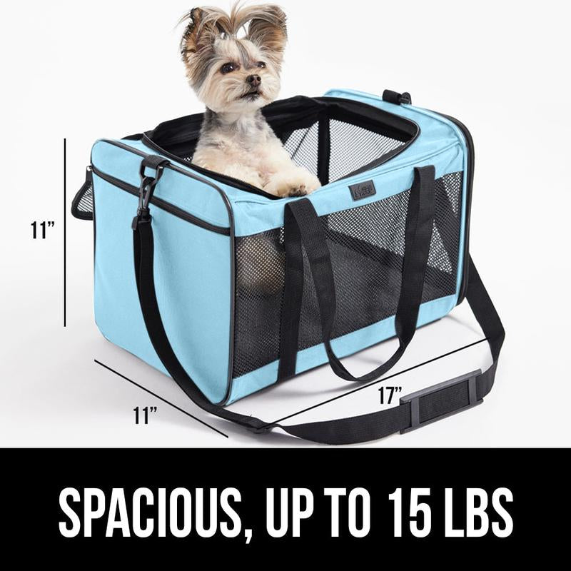 Gorilla Grip Airline Travel Pet Carrier Bag up to 15 Lbs, Breathable Mesh Collapsible Pet Carriers for Small, Medium Cats, Small Dogs, Puppies, Portable Kennel with Soft Washable Waterproof Pad