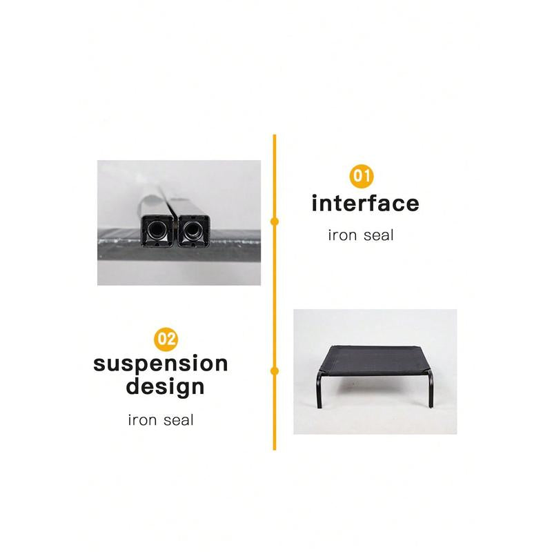 All Seasons Detachable and Washable Elevated Dog Bed with Moisture-Proof Floor and Portable Black Pet for Cats and Dogs (1Pc) Pad