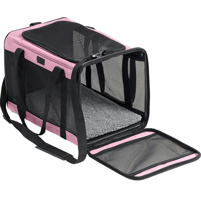 Gorilla Grip Airline Travel Pet Carrier Bag up to 15 Lbs, Breathable Mesh Collapsible Pet Carriers for Small, Medium Cats, Small Dogs, Puppies, Portable Kennel with Soft Washable Waterproof Pad