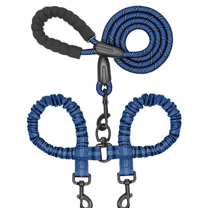 Iyoshop Dual Dog Leash, Double Dog Leash, 360 Swivel No Tangle Walking Leash, Shock Absorbing Bungee for Two Dogs
