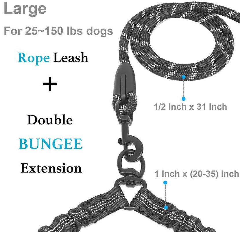 Iyoshop Dual Dog Leash, Double Dog Leash, 360 Swivel No Tangle Walking Leash, Shock Absorbing Bungee for Two Dogs