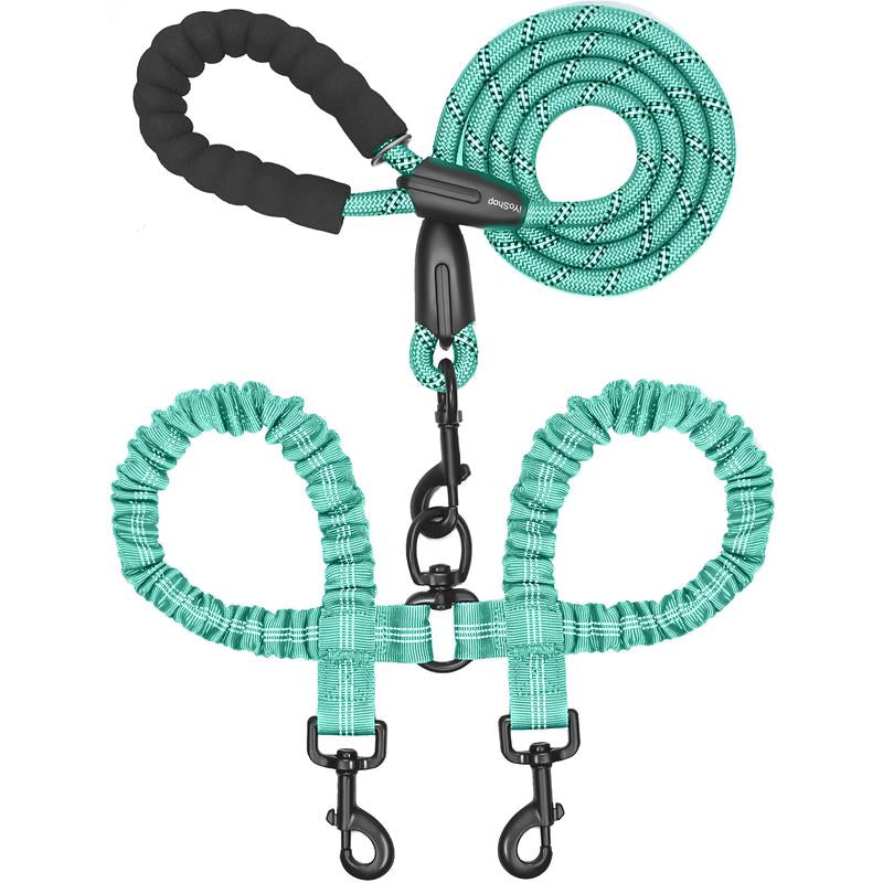 Iyoshop Dual Dog Leash, Double Dog Leash, 360 Swivel No Tangle Walking Leash, Shock Absorbing Bungee for Two Dogs