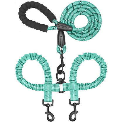 Iyoshop Dual Dog Leash, Double Dog Leash, 360 Swivel No Tangle Walking Leash, Shock Absorbing Bungee for Two Dogs