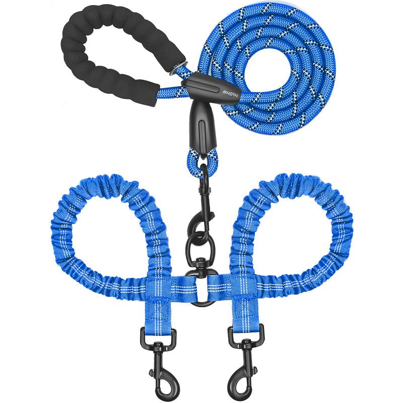Iyoshop Dual Dog Leash, Double Dog Leash, 360 Swivel No Tangle Walking Leash, Shock Absorbing Bungee for Two Dogs